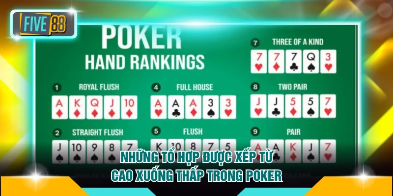 Những tổ hợp được xếp từ cao xuống thấp trong Poker
